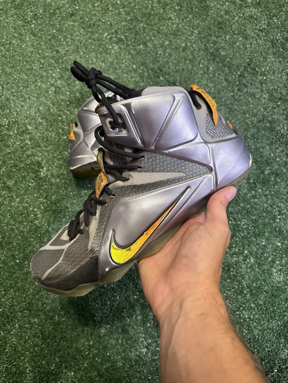 Nike LeBron 12 Flight High Top Gray Black Yellow684593-080 Men’s Sneaker Size 11